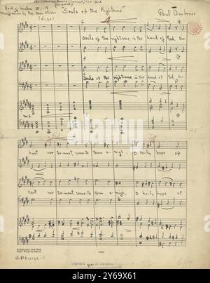 Musique 1800-1900, manuscrits de musique, Ambrose, Paul. Âmes des justes, Ambroise, Paul., 1800 - 1900, Schmidt, Arthur Paul, édition musicale, musique populaire, écriture et édition, partitions, musique, États-Unis, 19e siècle, musique, États-Unis, manuscrits, États-Unis, manuscrits Banque D'Images