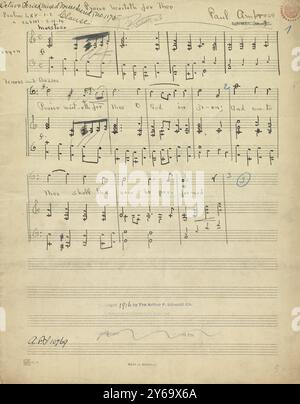 Musique 1800-1900, manuscrits de musique, Ambrose, Paul. Louange attend pour toi, Ambroise, Paul., 1800 - 1900, Schmidt, Arthur Paul, édition musicale, musique populaire, écriture et édition, partitions, musique, États-Unis, 19e siècle, musique, États-Unis, manuscrits, États-Unis, manuscrits Banque D'Images