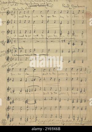 Musique 1800-1900, manuscrits de musique, Ambrose, Paul. Hier et vous, op. 31, Ambrose, Paul., 1800 - 1900, Schmidt, Arthur Paul, édition musicale, musique populaire, écriture et édition, partition, musique, États-Unis, 19th Century, musique, États-Unis, manuscrits, États-Unis, manuscrits Banque D'Images