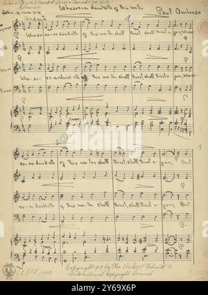 Musique 1800-1900, manuscrits de musique, Ambrose, Paul. Quiconque boit de cette eau, Ambroise, Paul., 1800 - 1900, Schmidt, Arthur Paul, édition musicale, musique populaire, écriture et édition, partitions, musique, États-Unis, 19e siècle, musique, États-Unis, manuscrits, États-Unis, manuscrits Banque D'Images