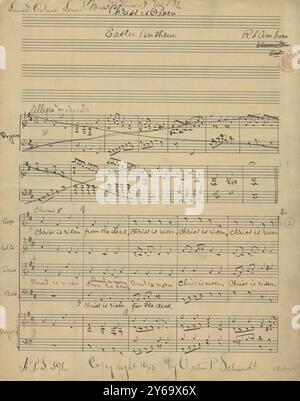 Musique 1800-1900, manuscrits de musique, Ambrose, R. S. Christ is ressuscité, Ambrose, R. S., 1800 - 1900, Schmidt, Arthur Paul, édition musicale, musique populaire, écriture et édition, partitions, musique, États-Unis, 19e siècle, musique, États-Unis, manuscrits, États-Unis, manuscrits Banque D'Images