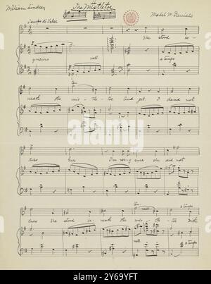 Musique 1800-1900, manuscrits de musique ; Daniels, Mabel W. le gui, Daniels, Mabel W., 1800 - 1900, Schmidt, Arthur Paul, édition musicale, musique populaire, écriture et édition, partitions, musique, États-Unis, 19e siècle, musique, États-Unis, manuscrits, États-Unis, manuscrits Banque D'Images