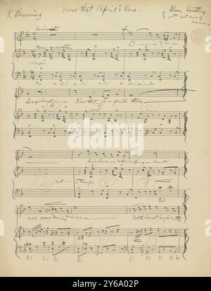 Musique 1800-1900, manuscrits de musique, Goatley, Alma. Maintenant qu'April est là, Goatley, Alma., 1800 - 1900, Schmidt, Arthur Paul, édition musicale, musique populaire, écriture et édition, partitions, musique, États-Unis, 19e siècle, musique, États-Unis, manuscrits, États-Unis, manuscrits Banque D'Images