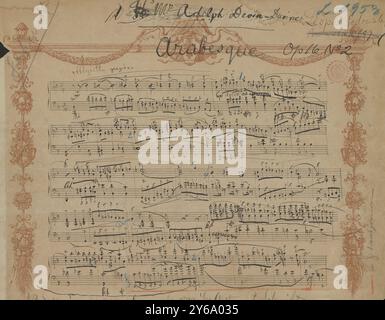 Musique 1800-1900, manuscrits de musique, Godowsky, Léopold. Arabesque, op. 16, non. 2, Godowsky, Leopold., 1800 - 1900, Schmidt, Arthur Paul, édition musicale, musique populaire, écriture et édition, partitions, musique, États-Unis, 19e siècle, musique, États-Unis, manuscrits, États-Unis, manuscrits Banque D'Images