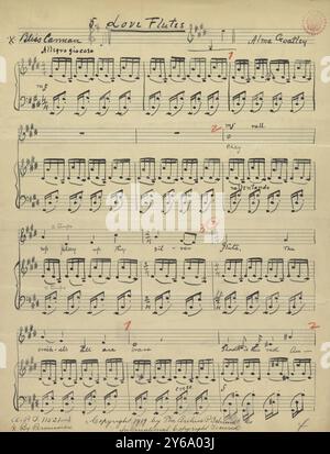 Musique 1800-1900, manuscrits de musique, Goatley, Alma. Flûtes d'amour, Goatley, Alma., 1800 - 1900, Schmidt, Arthur Paul, édition musicale, musique populaire, écriture et édition, partitions, musique, États-Unis, 19e siècle, musique, États-Unis, manuscrits, États-Unis, manuscrits Banque D'Images