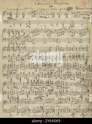 Musique 1800-1900, manuscrits musicaux, Godowsky, Leopold, arrangeur. Concert-paraphrase on Chopin's Valse, op. 18, Godowsky, Leopold (arrangeur), 1800 - 1900, Schmidt, Arthur Paul, édition musicale, musique populaire, écriture et édition, partition, musique, États-Unis, 19th Century, musique, États-Unis, manuscrits, États-Unis, manuscrits Banque D'Images