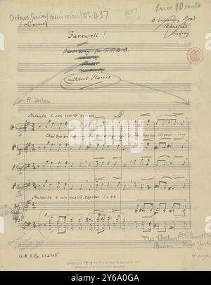 Musique 1800-1900, manuscrits de musique, Harris, Cuthbert. Adieu, Harris, Cuthbert., 1800 - 1900, Schmidt, Arthur Paul, édition musicale, musique populaire, écriture et édition, partitions, musique, États-Unis, 19e siècle, musique, États-Unis, manuscrits, États-Unis, manuscrits Banque D'Images