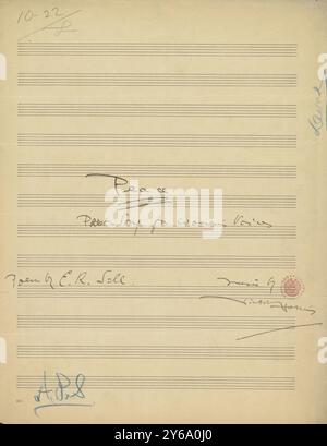 Musique 1800-1900, manuscrits de musique, Harris, Victor. Peace, Harris, Victor., 1800 - 1900, Schmidt, Arthur Paul, édition musicale, musique populaire, écriture et édition, partitions, musique, États-Unis, 19e siècle, musique, États-Unis, manuscrits, États-Unis, manuscrits Banque D'Images