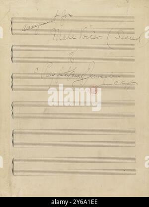 Musique 1800-1900, manuscrits de musique, Knox, James C. O prier pour la paix de Jérusalem, pour baryton soliste, chœur d'hommes, (TTBB) et orgue, arrangé, KNOX, James C., 1800 - 1900, Schmidt, Arthur Paul, édition musicale, musique populaire, écriture et édition, partitions, musique, États-Unis, 19ème siècle, musique, États-Unis, manuscrits, États-Unis, manuscrits, arrangement de Frank Lynes. Banque D'Images