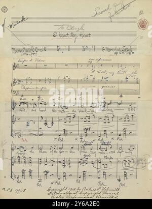 Musique 1800-1900, manuscrits de musique, Marschal-Loepke, G. O Heart, My Heart, op. 24, non. 3, Marschal-Loepke, G., 1800 - 1900, Schmidt, Arthur Paul, édition musicale, musique populaire, écriture et édition, partitions, musique, États-Unis, 19e siècle, musique, États-Unis, manuscrits, États-Unis, manuscrits Banque D'Images