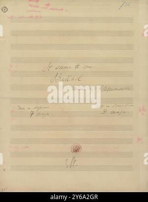 Musique 1800-1900, manuscrits de musique, Marston, G. W. il me semble, Marston, G. W., 1800 - 1900, Schmidt, Arthur Paul, édition musicale, musique populaire, écriture et édition, partitions, musique, États-Unis, 19e siècle, musique, États-Unis, manuscrits, États-Unis, manuscrits Banque D'Images