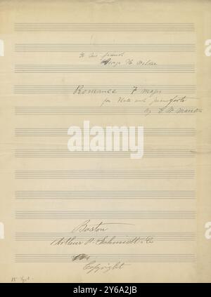 Musique de 1800 à 1900 ; manuscrits de musique ; Marston, G. W. Romance, Marston, G. W., 1800 - 1900, Schmidt, Arthur Paul, édition musicale, musique populaire, écriture et édition, partitions, musique, États-Unis, XIXe siècle, musique, États-Unis, manuscrits, États-Unis, manuscrits Banque D'Images