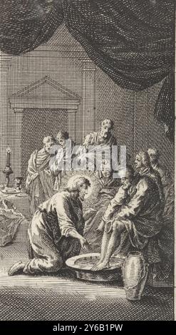 Peter's Foot Washing, print Maker : Anonymous, after print by : Jan Luyken, Amsterdam, 1712, paper, gravure, hauteur, 137 mm × largeur, 69 mm Banque D'Images