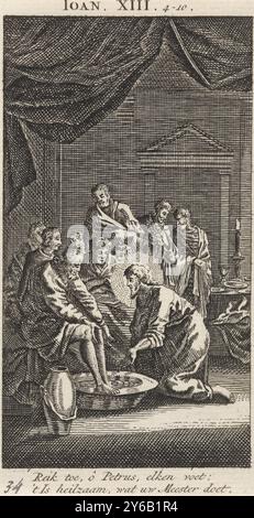 Peter's Foot Washing, print Maker : Anonymous, after print by : Jan Luyken, Amsterdam, 1712, paper, gravure, hauteur, 130 mm × largeur, 69 mm Banque D'Images