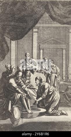 Peter's Foot Washing, print Maker : Anonymous, after print by : Jan Luyken, Amsterdam, 1712, paper, gravure, hauteur, 134 mm × largeur, 68 mm Banque D'Images