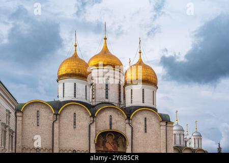 La cathédrale de la Dormition au Kremlin de Moscou, également connue sous le nom de cathédrale de l'Assomption ou cathédrale de l'Assomption.La cathédrale de Dormition est russe ou Banque D'Images