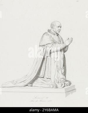 Sculpture de Louis XI, roi de France, statues (titre sur objet), Galerie historique de Versailles (titre de la série), estampe, graveur : Jacopo Bernardi, après dessin de : Jacopo Bernardi, (mentionné sur objet), éditeur : Charles Gavard, (mentionné sur objet), Paris, 1818 - 1848, papier, gravure, gravure, hauteur, 324 mm × largeur, 245 mm Banque D'Images