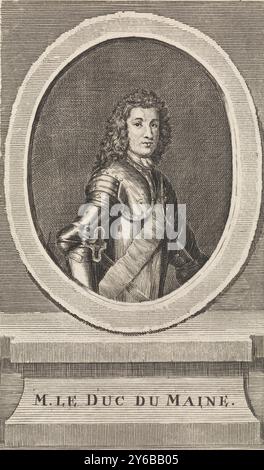 Portrait de Louis Auguste de Bourbon, Duc de Maine, estampe, imprimeur : anonyme, après estampe par : Matthijs Pool, Amsterdam, 1696 - 1777, papier, gravure, gravure, hauteur, 138 mm × largeur, 85 mm Banque D'Images