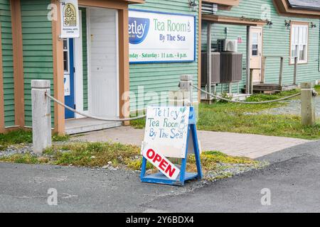 Salon de thé Tetley au bord de la mer sur le chemin Pool à Ferryland, Terre-Neuve-et-Labrador, Canada Banque D'Images