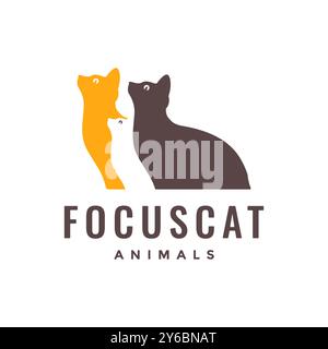 chat animaux colorés colonie amis modern mascott logo icône illustration vectorielle Illustration de Vecteur