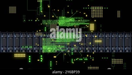 Image de carte de circuit imprimé et de traitement de données numériques sur des serveurs informatiques Banque D'Images