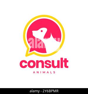chien animaux de compagnie de soin consulter parler clinique vétérinaire coloré modern minimal mascotte logo illustration vectorielle Illustration de Vecteur