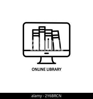Icône de bibliothèque linéaire en ligne dans le vecteur. Logotype Illustration de Vecteur