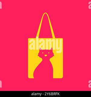 chat pet shop sac shopping coloré modern minimal mascotte logo illustration vectorielle Illustration de Vecteur