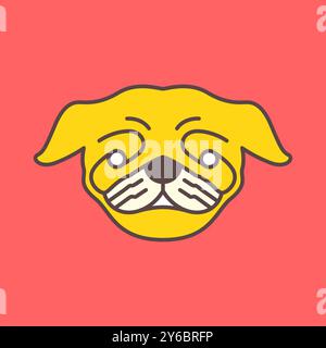 bulldog animaux mignon tête de mascotte logo moderne coloré illustration vectorielle Illustration de Vecteur