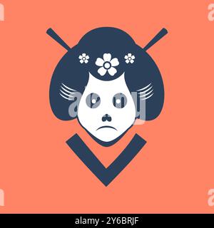 femme japonaise fantôme mascotte culture traditionnelle logo illustration vectorielle Illustration de Vecteur