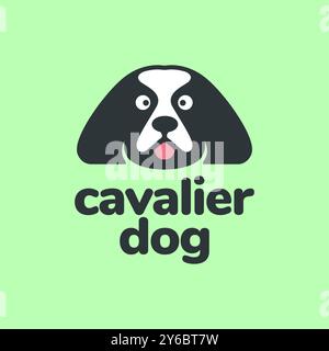 Cavalier King Charles Spaniel chiens animaux de compagnie mignonne mascotte dessin animé coloré Happy Smile logo illustration vectorielle Illustration de Vecteur