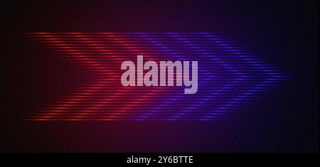 Flèches abstraites modernes se déplaçant à grande vitesse. Mouvement technologique. Mouvement dynamique coloré. Lignes abstraites de néon rouge et bleu disposées en zigzag pour Illustration de Vecteur