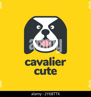 Cavalier King Charles Spaniel chiens animaux de compagnie mignonne mascotte dessin animé coloré Happy Smile logo illustration vectorielle Illustration de Vecteur