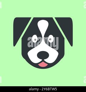 jack russel chiot chien noir animaux mascotte mignon coloré modern dessin animé logo illustration vectorielle Illustration de Vecteur