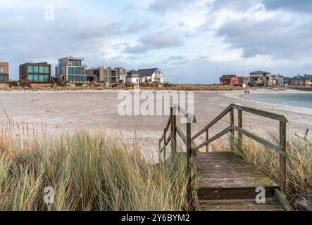 Paysage autour d'Olpenitz, une partie de la ville de Kappeln dans le Schleswig-Holstein, Allemagne, à l'embouchure du Schlei firth jusqu'à la mer Baltique. Banque D'Images