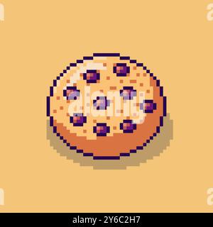 Design d'actifs de jeu Pixel art Cookie Illustration de Vecteur