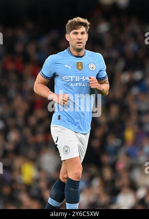 Manchester, Royaume-Uni. 24 septembre 2024. John Stones de Manchester City lors du match de la Carabao Cup Manchester City vs Watford au stade Etihad, Manchester, Royaume-Uni, 24 septembre 2024 (photo par Cody Froggatt/News images) à Manchester, Royaume-Uni le 24/09/2024. (Photo de Cody Froggatt/News images/Sipa USA) crédit : Sipa USA/Alamy Live News Banque D'Images