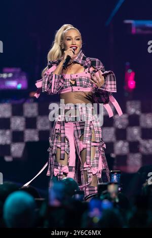 Las Vegas, États-Unis. 20 septembre 2024. Gwen Stefani se produit sur scène lors du iHeartRadio Festival à T-Mobile Arena le 20 septembre 2024 à Las Vegas, Nevada, États-Unis. Photo de Anne Barson/ABACAPRESS. COM Credit : Abaca Press/Alamy Live News Banque D'Images