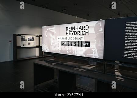 Berlin, Allemagne. 24 septembre 2024. Une nouvelle exposition Reinhard Heydrich. Carrière et violence s'ouvre à Berlin, en Allemagne, présentant son ascension au pouvoir dans l'État nazi et ses activités peu connues dans le Protectorat de Bohême et Moravie. La photo est du 24 septembre 2024. Crédit : Jaromir Mrhal/CTK photo/Alamy Live News Banque D'Images