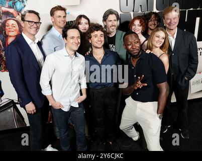 Los Angeles, États-Unis. 24 septembre 2024. (G-d) SATURDAY NIGHT Cast & Crew - Peter Rice, président, Disney General Entertainment Content, The Walt Disney Company, Josh Brener, Tommy Dewey, Gabriel LABELLE, Presley Coley, Lamorne Morris, Jason Reitman, Corinne Britti, Kim Matula, Paul Rust et Robert Wuhl lors de la projection de Sony SATURDAY NIGHT Los Angeles au Vista Theatre de Los Angeles, CA, le mardi 24 septembre 2024. (Photo de Sthanlee B. Mirador/Sipa USA) crédit : Sipa USA/Alamy Live News Banque D'Images