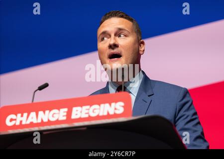 Liverpool, Royaume-Uni. 25 septembre 2024. Wes Streeting Secrétaire d'État à la santé et aux soins sociaux et député d'Ilford North, Liverpool Labour Conference 2024. Photo : Garyroberts/worldwidefeatures.com crédit : GaryRobertsphotography/Alamy Live News Banque D'Images