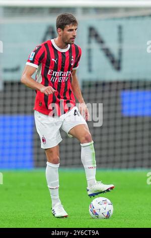 Matteo Gabbia de l'AC Milan lors du match de football Serie A entre Milan et Venezia au stade San Siro de Milan, Italie du Nord - samedi 14 septembre 2024. Sport - Soccer . (Photo de Spada/Lapresse) Banque D'Images