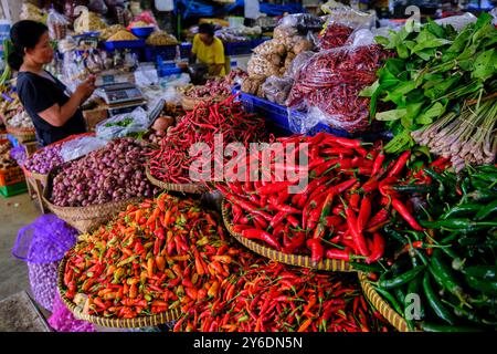 L'INDONÉSIE, Bali, Denpasar, marché Pasar Badung Banque D'Images