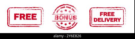 Timbre autocollant rouge gratuit pour le marché. Illustration de Vecteur