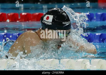 Kanon FUKUDA (SB8) du Japon dans le para Swimming Women's Breaststroke 100m - manches SB8 à la Défense Arena, Paris, France aux Jeux paralympiques de 2024. Banque D'Images