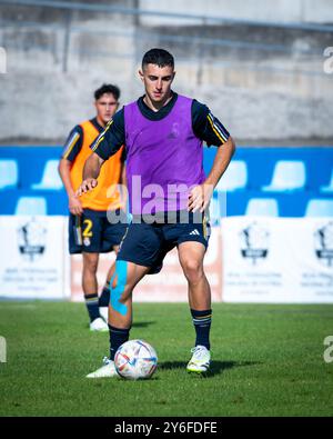 Sanxenxo, Espagne. 21 septembre 2024. Pré-saison Real Madrid Juvenil A vs Celta C. Antonio David Banque D'Images