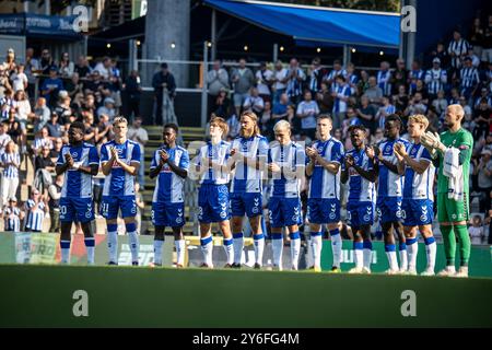 Odense, Danemark. 22 septembre 2024. Les joueurs d'Odense BK s'alignent pour le match NordicBet Liga entre Odense BK et FC Roskilde au nature Energy Park à Odense. Banque D'Images