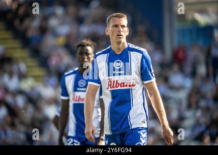 Odense, Danemark. 22 septembre 2024. Jakob Bonde (6 ans) d'Odense BK vu lors du match NordicBet Liga entre Odense BK et FC Roskilde au Parc naturel Energy Park à Odense. Banque D'Images