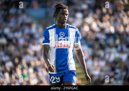 Odense, Danemark. 22 septembre 2024. James Gomez (29) de Odense BK vu lors du match NordicBet Liga entre Odense BK et FC Roskilde au Parc naturel Energy Park à Odense. Banque D'Images