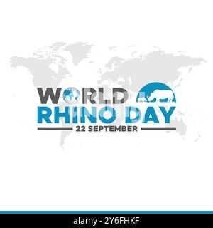 Journée mondiale de Rhino, 22 septembre, conception de modèles de médias sociaux pour la journée de Rhino, bannière, annonces, publication, bobine, flyer, affiche, bannière publicitaire design, vecteur ou stock. Illustration de Vecteur